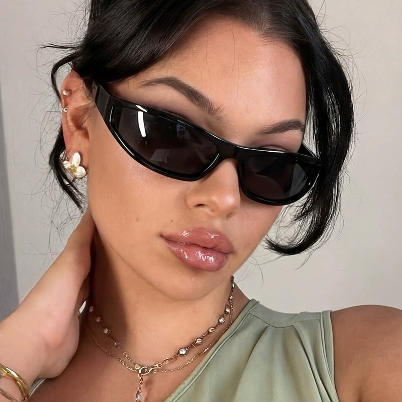Cycling Glasses - Y2K Narrow Rectangle Wrap Around Sunglasses